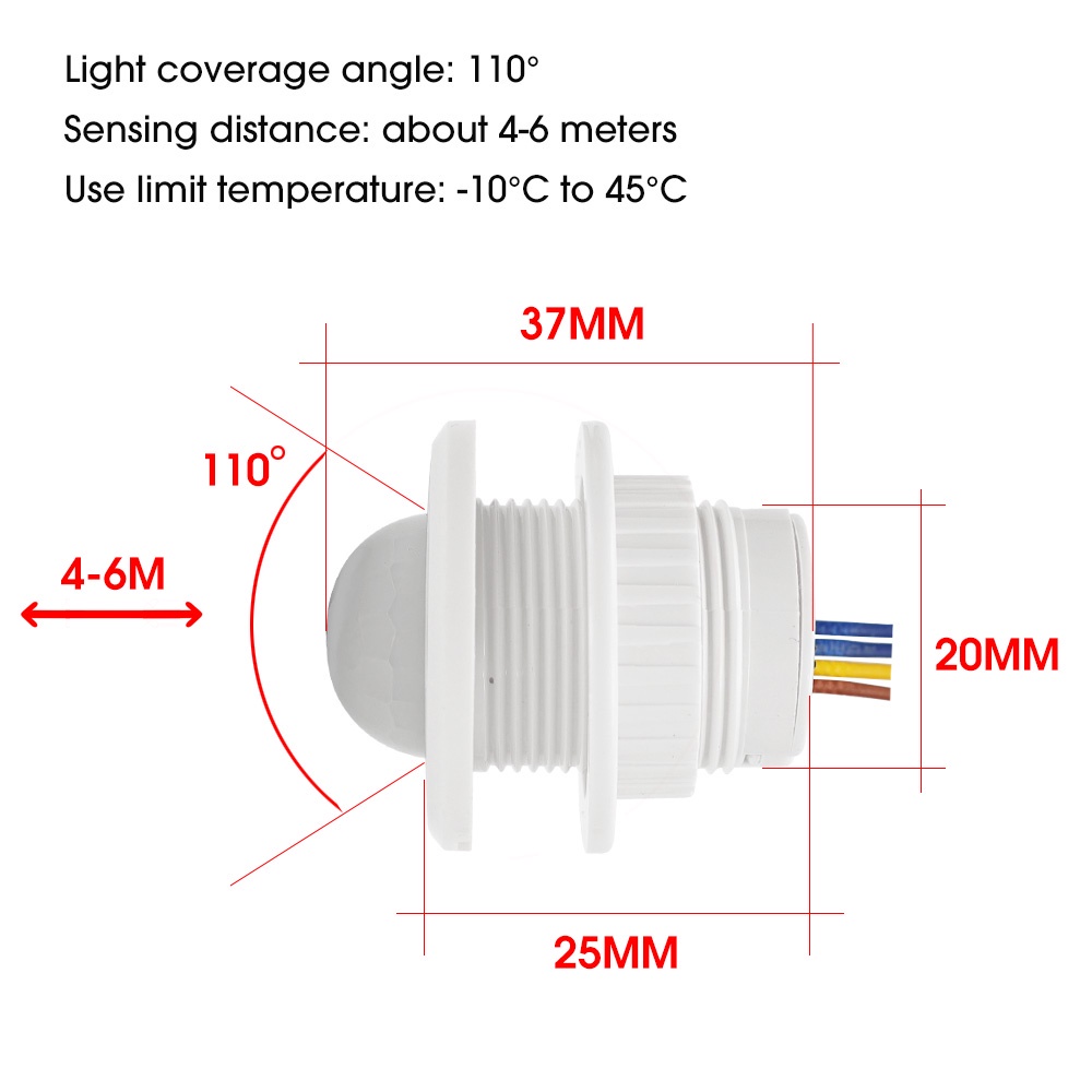 Đèn LED PIR cảm biến chuyển động cơ thể người mini 100-240V