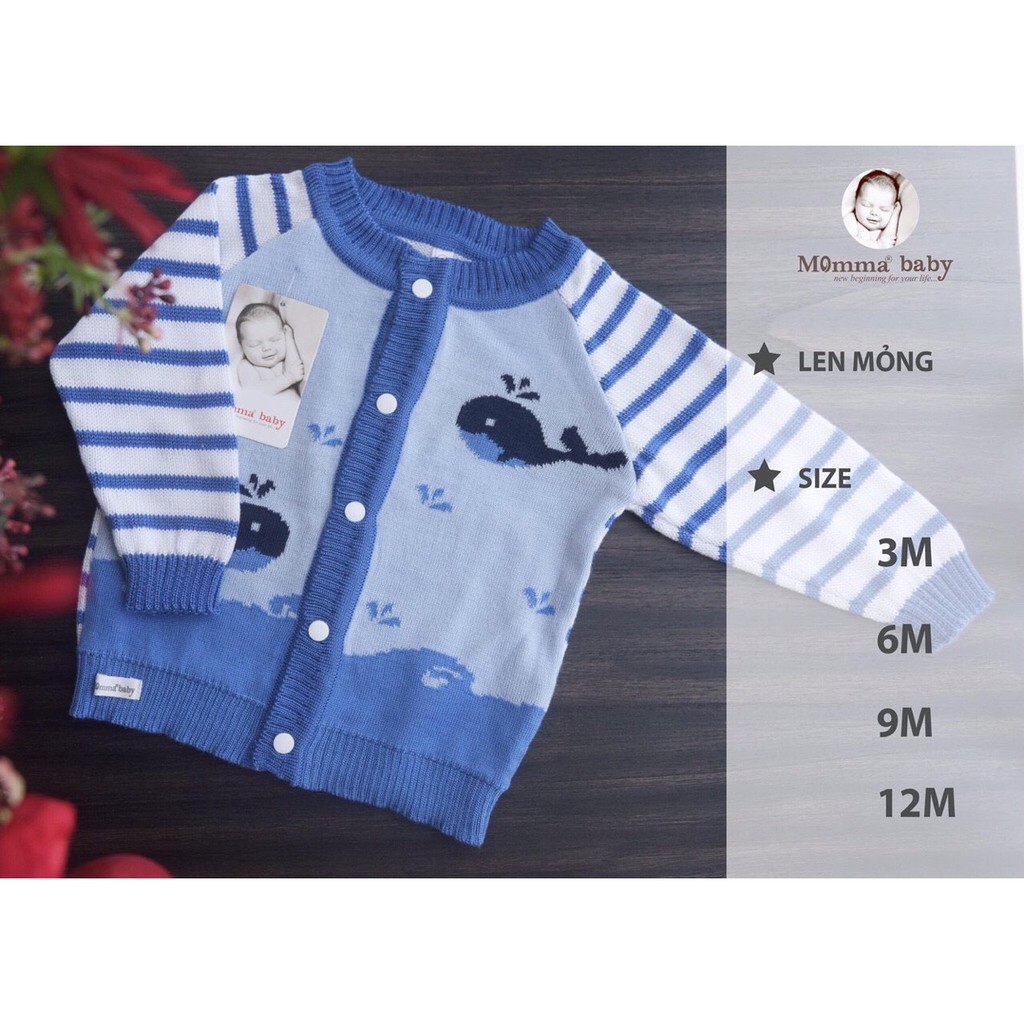 [Dễ Thương] Áo Len Bé Gái Hãng Momma Baby, Size 3-12m, Hàng Made In Vn, Chất Len Mịn Đẹp