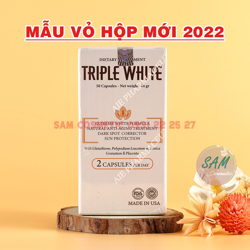 Viên Uống Triple White - Trắng Da Chống Nắng Giảm Thâm Nám, Hộp 50 Viên.