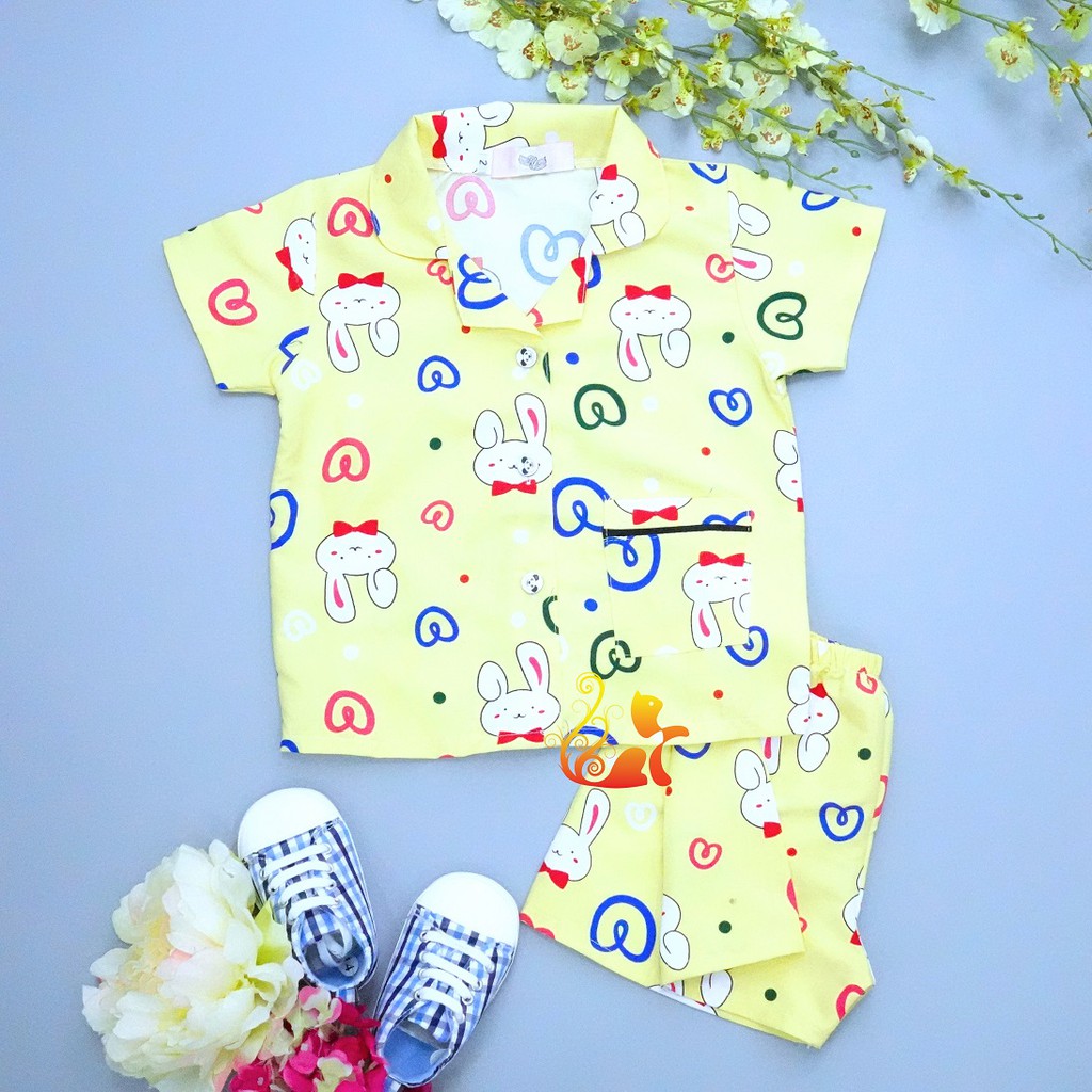 Đồ bộ mặc nhà Pijama Kate Thái - &quot;Thỏ - Tim &quot; - Cho Bé 8kg - 38kg