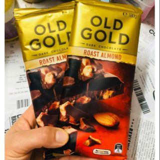 Socola đen hạnh nhân xách tay Úc Old Gold Roast Almond 189g. Hạn sử dụng tháng 7 năm 2020