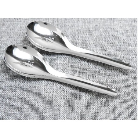 Combo 5 thìa inox ăn cơm  thìa inox ăn phở CÁN NGẮN (Giao mẫu ngẫu nhiên)