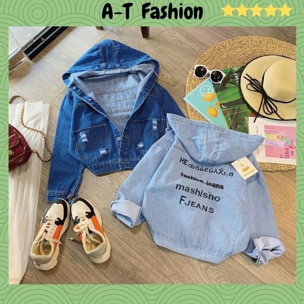 Áo Khoác Jean Nữ Có Nón ❤️FREESHIP❤️ Áo Khoác Bò Nữ Cao Cấp Phối Túi Thêu Chữ Thời Trang Hot Trend A-T Fashion - AKJNU2