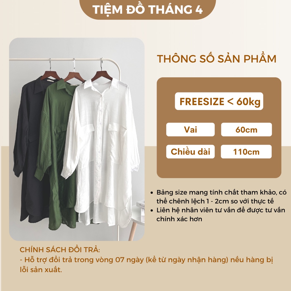 Áo Sơ Mi Nữ Form Rộng Chất Vải Lụa Tơ TIỆM ĐỒ THÁNG 4 LONG SHIRT