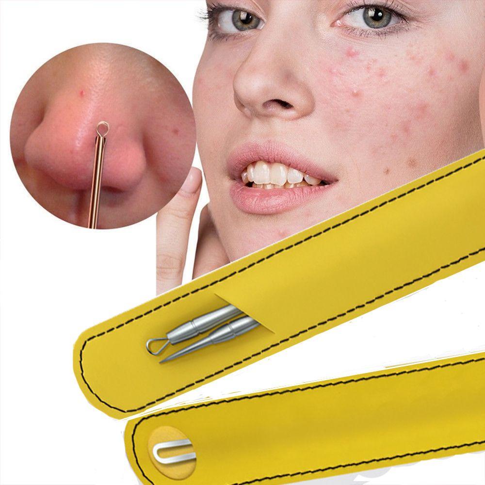 Set 3 Dụng Cụ Loại Bỏ Mụn Đầu Đen Ở Trán Bằng Thép Không Gỉ Chất Lượng Cao