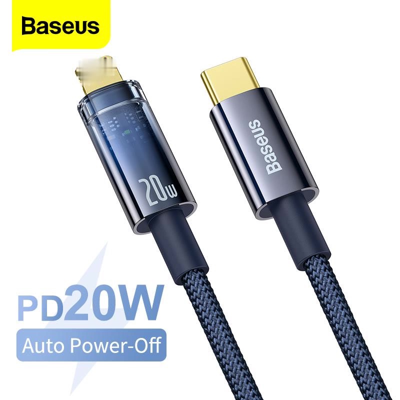Baseus 1m / 2m PD 20W Tự động ngắt nguồn Cáp Type-C đến  Sạc nhanh cho  13 12 11 Pro Max  Cáp vận chuyển ngày- HSHOP