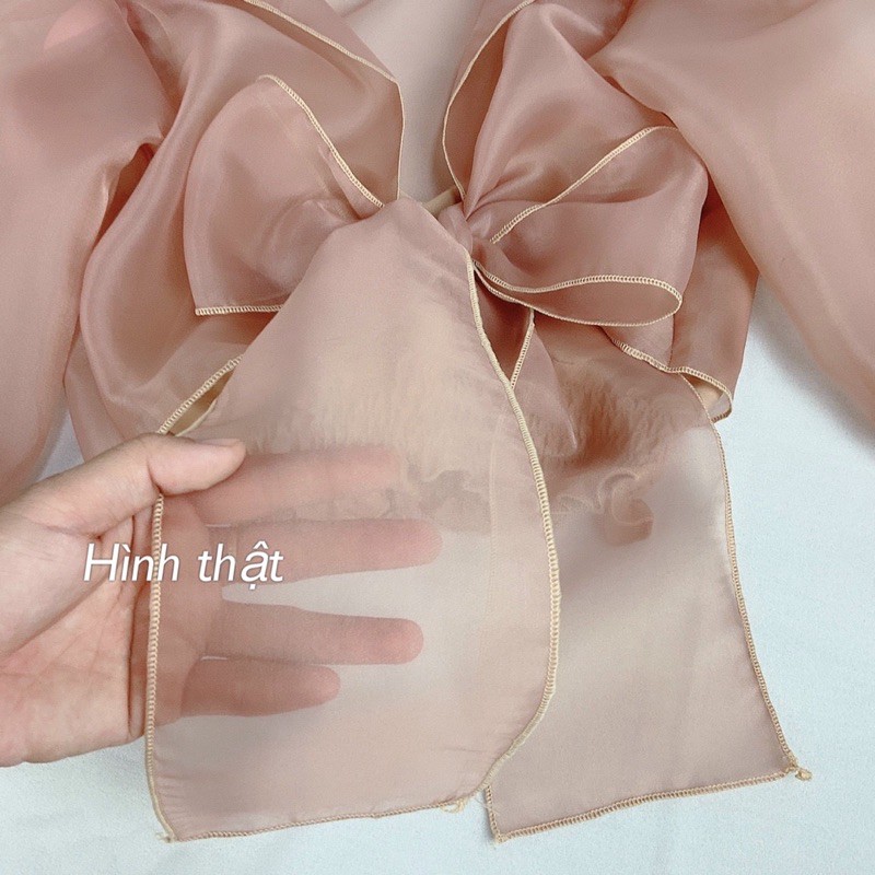 Áo tay phồng voan kiến cột nơ croptop, tăngj kèm áo lot trong - C6U