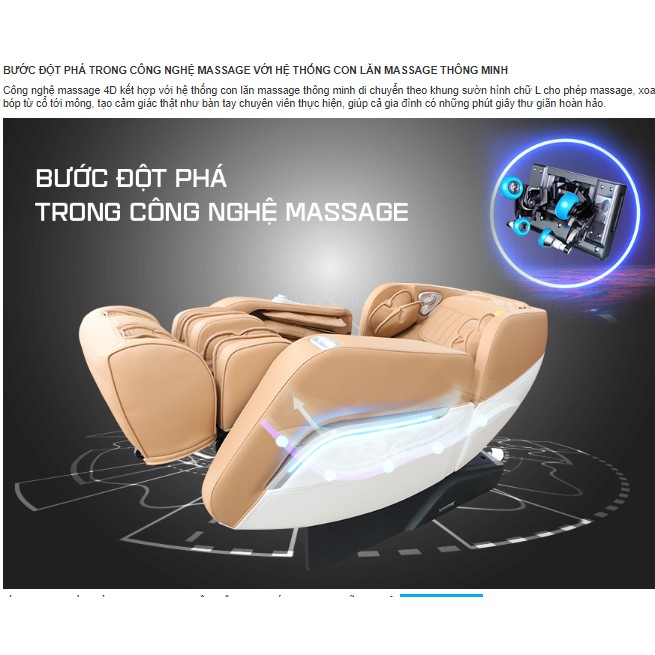 Ghế massage KINGSPORT G60 - Ghế mát xa tự động mát xa đa năng, con lăn chân êm ái