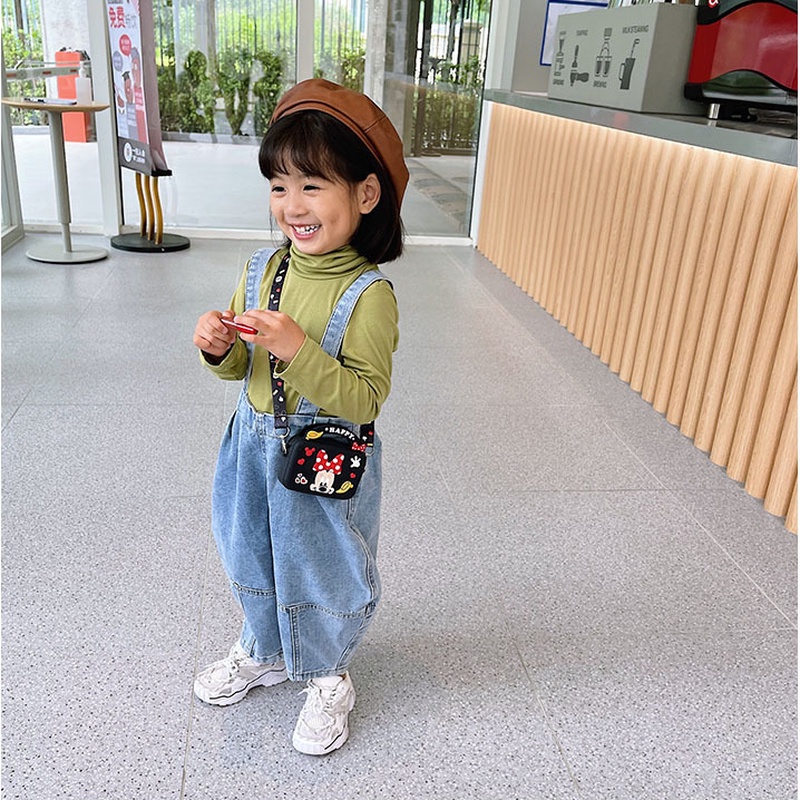DISNEY Túi đeo chéo hình chuột Mickey Minnie dễ thương cho bé