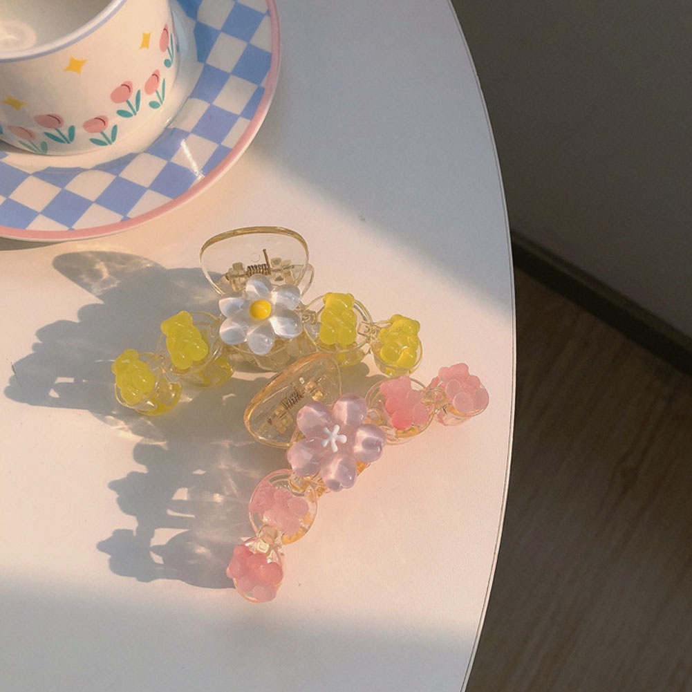 Kẹp Tóc Nhựa Hình Bông Hoa Màu Vàng Phong Cách Hàn Quốc Mới Cho Nữ