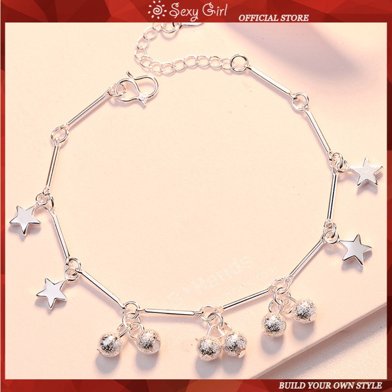 Vòng Đeo Tay Bạc 925S Xỏ Hạt Tre Và Hoa Quyến Rũ Cho Nữ