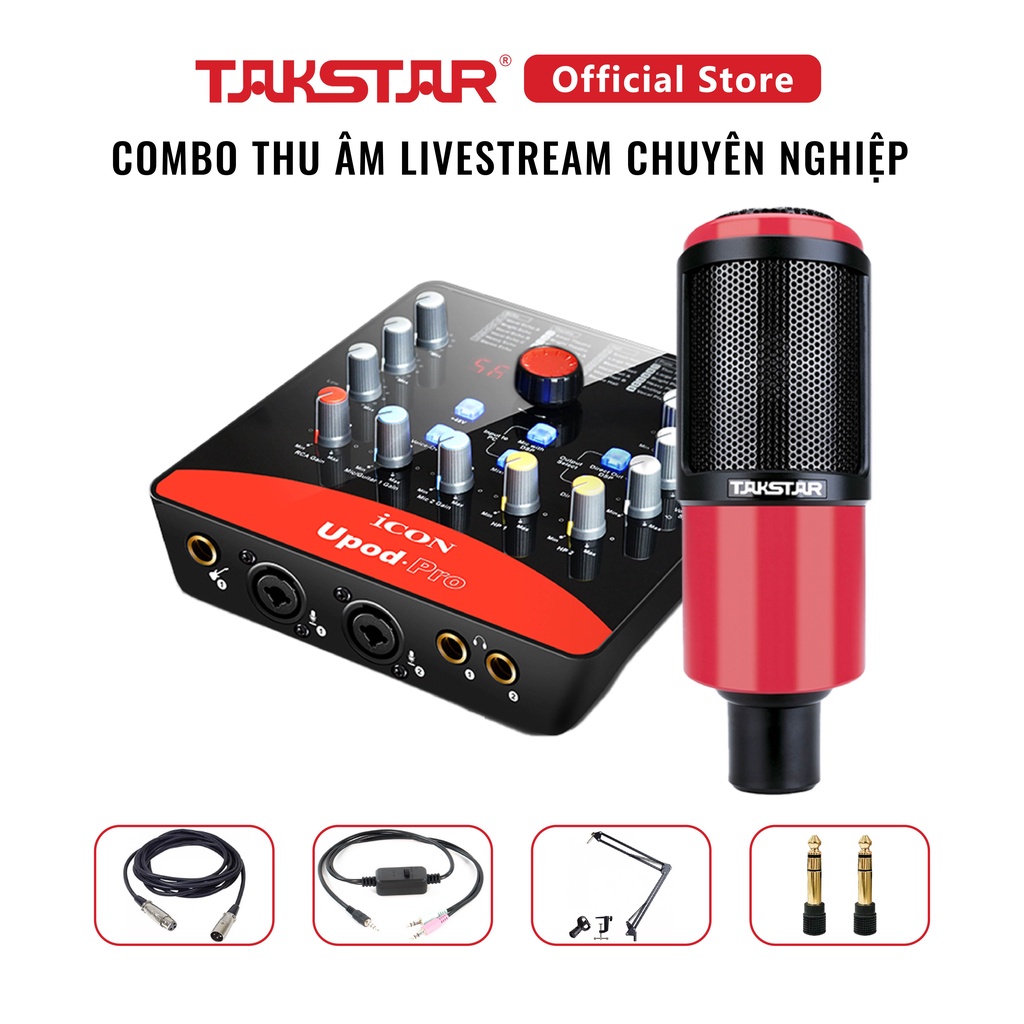 Bộ Mic Livestream Hát Karaoke Chính Hãng Đầy Đủ Sound Card Icon Upod Pro, Mic Takstar PC-K320 & Phụ Kiện Bảo Hành 1 Năm