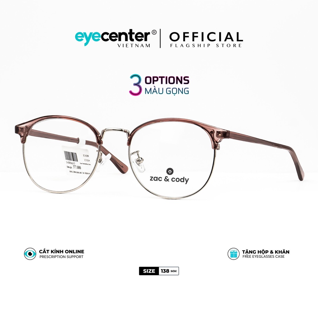Gọng kính cận nam nữ chính hãng C48-S by ZAC & CODY lõi thép chống gãy nhập khẩu by Eye Center Vietnam