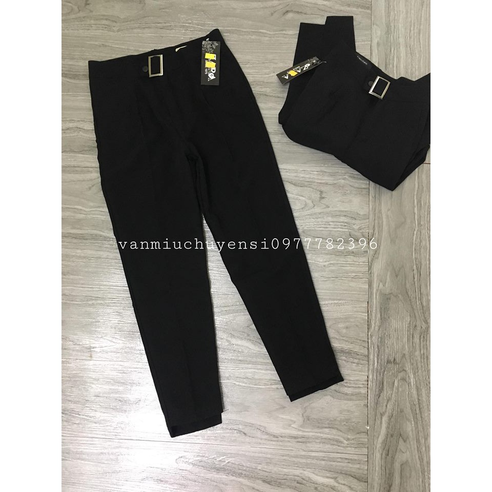Quần baggy vải công sở khuy vuông lưng cao chất tuyết mưa
