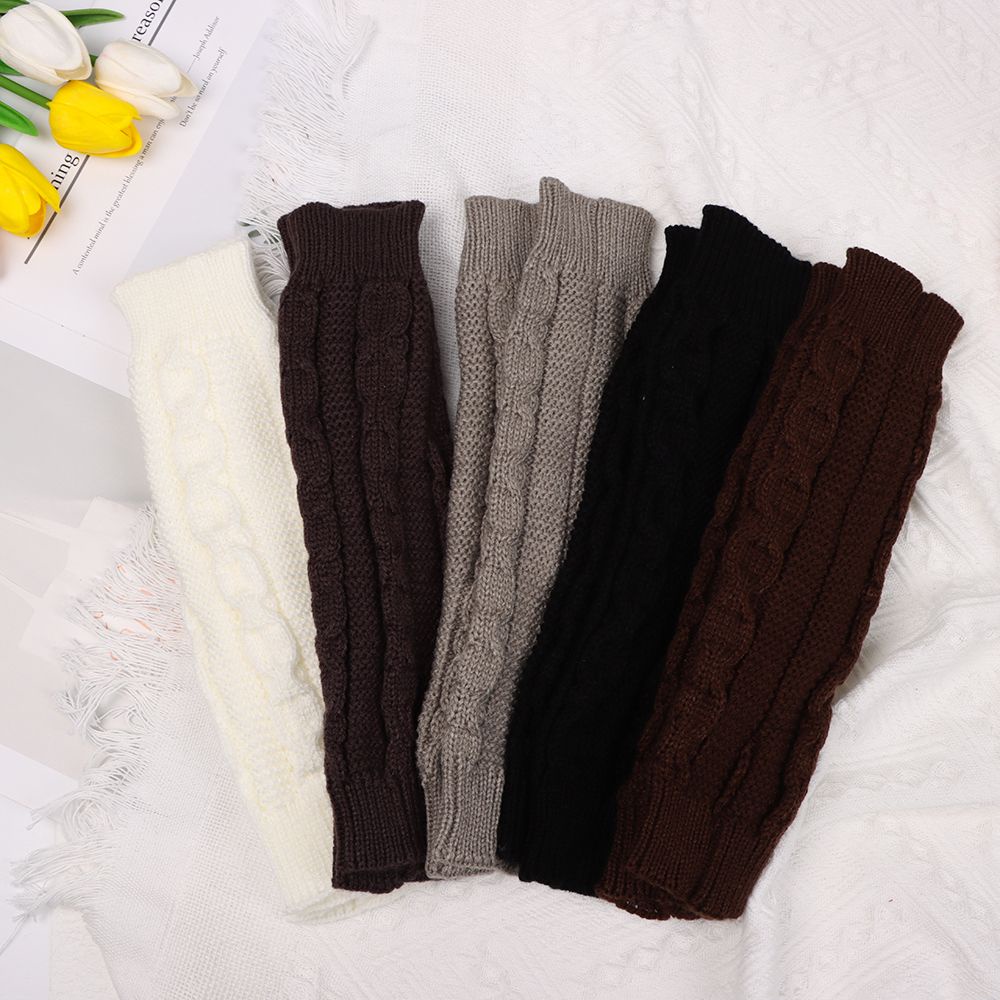 Găng Tay Dệt Kim Hở Ngón Giữ Ấm Nhiều Màu Thời Trang Mùa Đông Cho Nữ