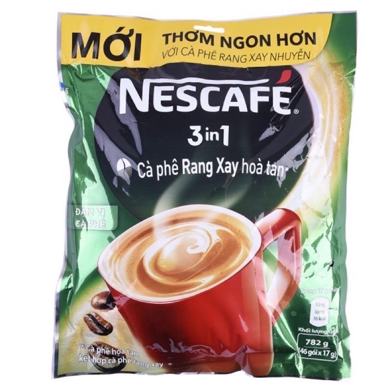Cafe rang xay hòa tan nescafe 3 in 1 bịch 46 gói*17gr