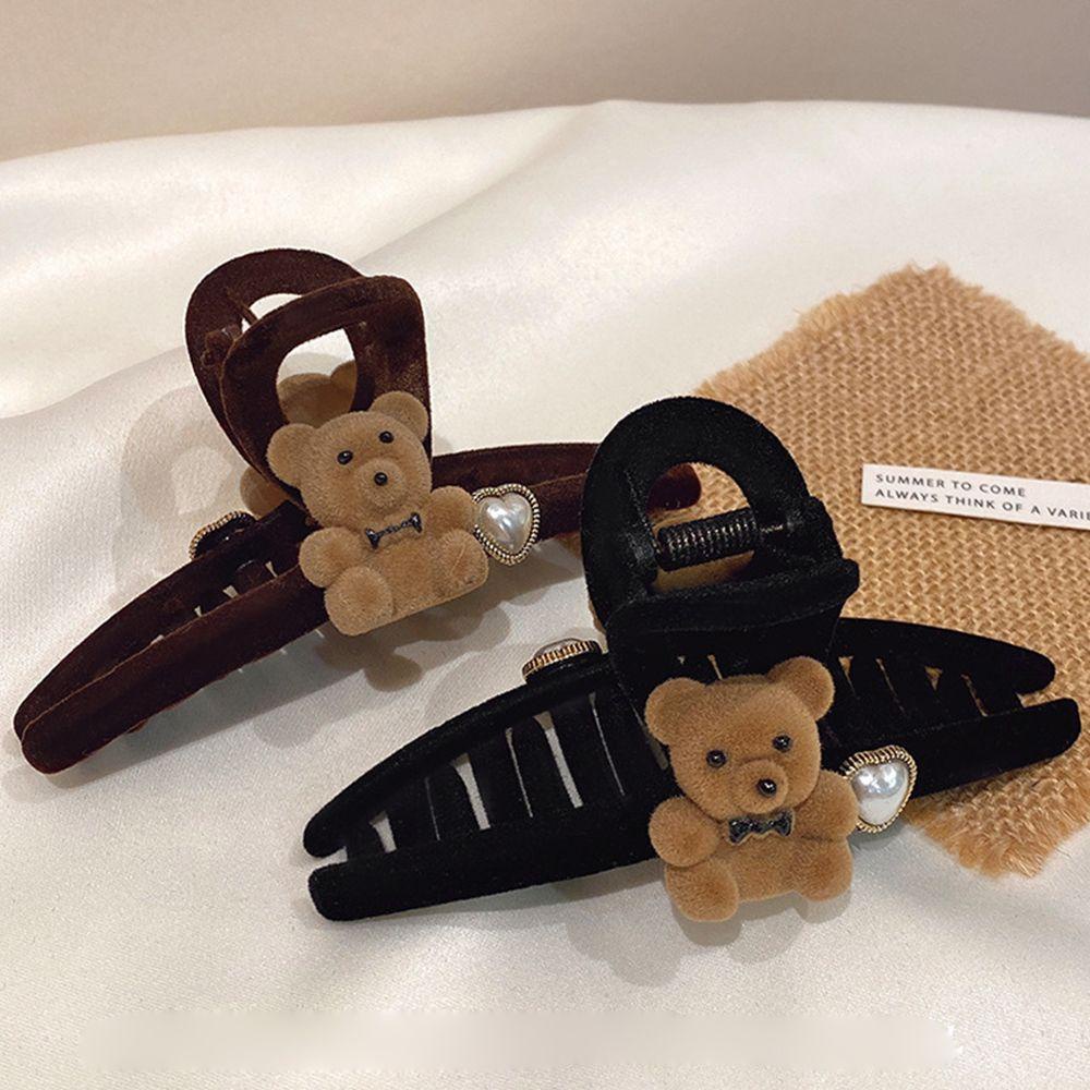 Kẹp Tóc Hình Cá Mập / Gấu Màu Trơn Phong Cách Retro Thời Trang Cho Nữ WMES15H