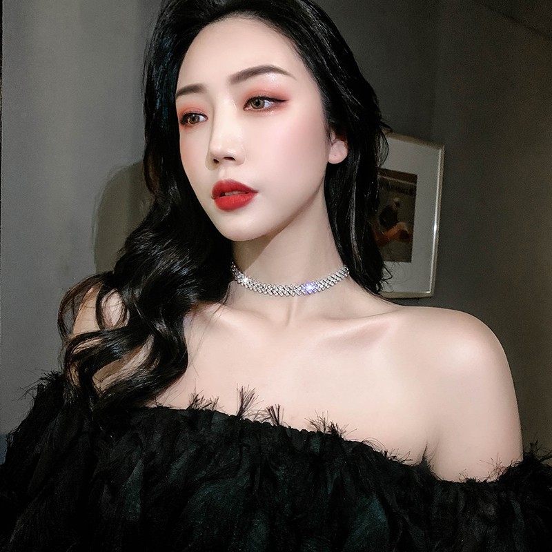 Vòng Cổ Choker Đính Đá Phong Cách Hàn Quốc Thanh Lịch Dành Cho Nữ