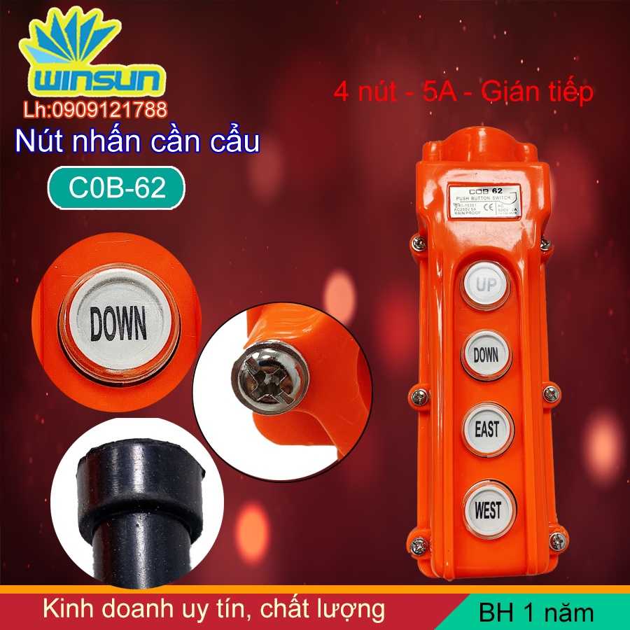 Công tắc điều khiển cần trục 4 nút 5A COB-62 Winsun