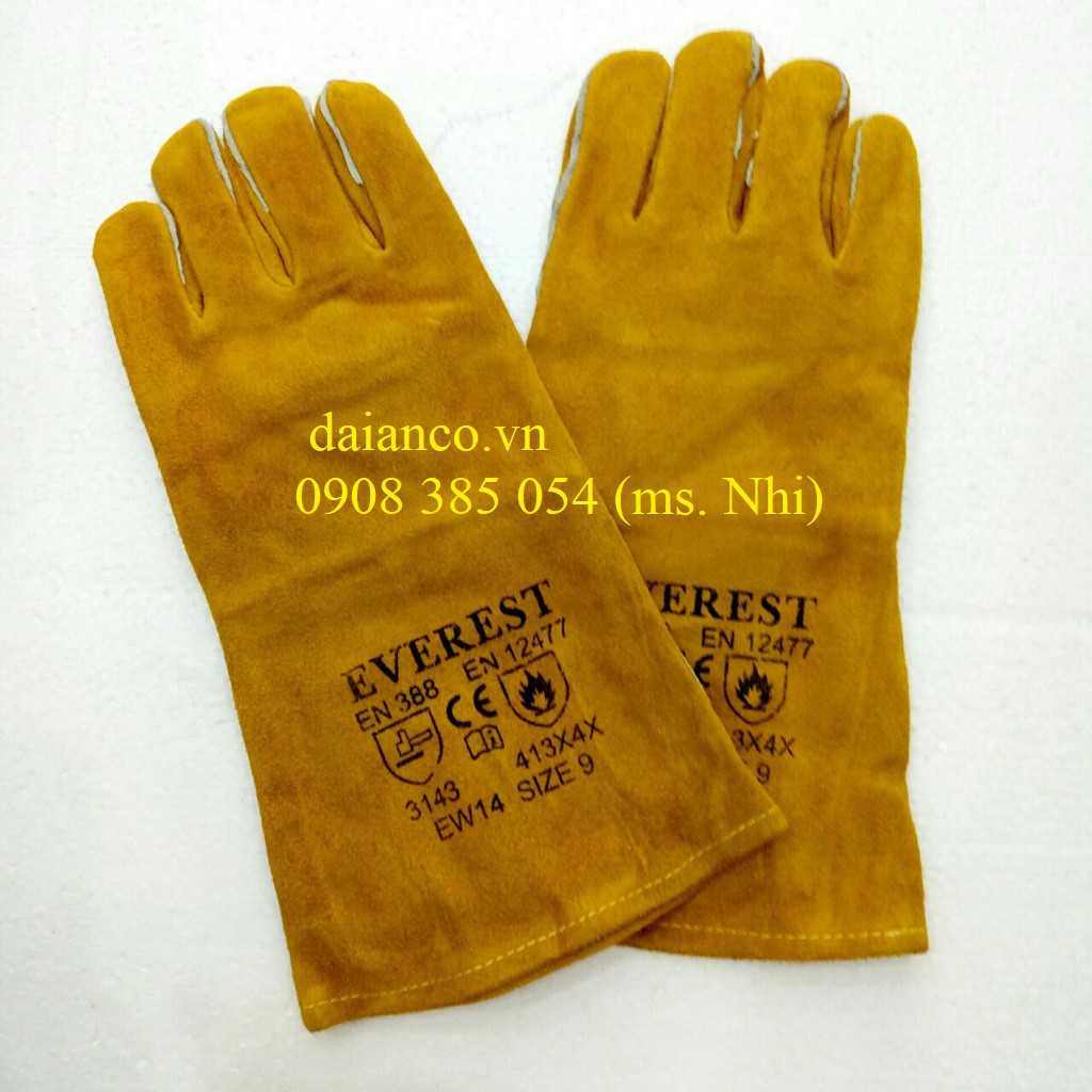 Găng tay da hàn EW14 - chống nóng, chịu nhiệt, chống mài mòn- Hình thật, có sẵn
