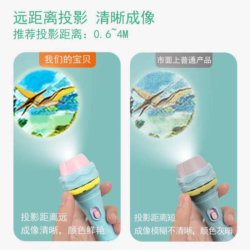 Đồ Chơi Thẻ Đèn Pin Chiếu Hình Khủng Long 3 Trượt Phát Sáng Giáo Dục Sớm Cho Bé Trai Và Gái Mới