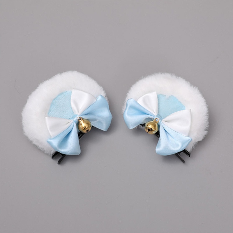 Kẹp tóc hình tai gấu bằng lông giả đính nơ dễ thương thời trang lolita