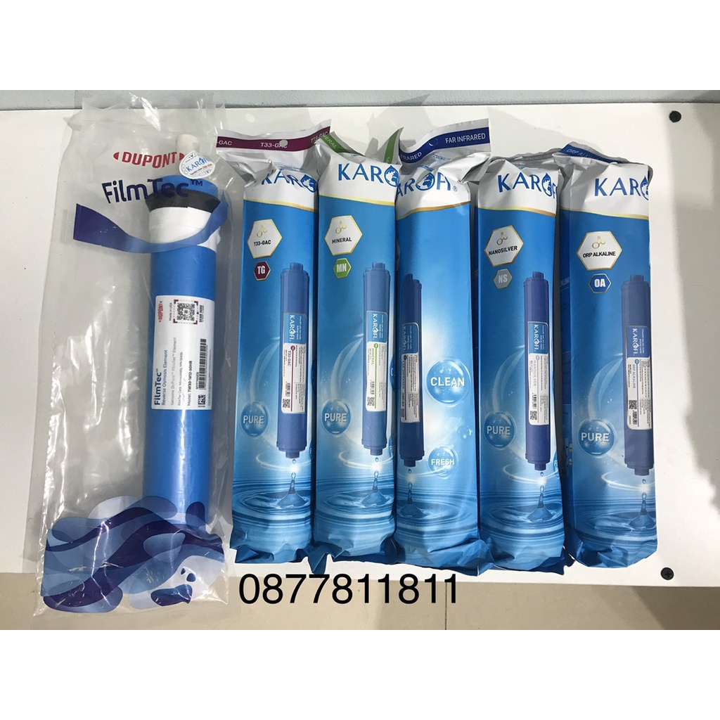 Combo 9 lõi Karofi số 1-2-3-4-5-6-7-8-9 - Dùng được cho tất cả các loại máy lọc nước Ro