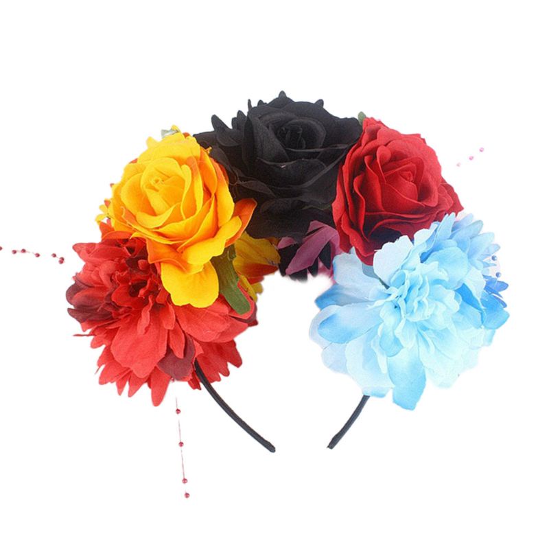 Flgo Vòng Hoa Hồng / Mẫu Đơn / Vương Miện Đính Hạt Nhiều Màu Trang Sức Ngày Halloween