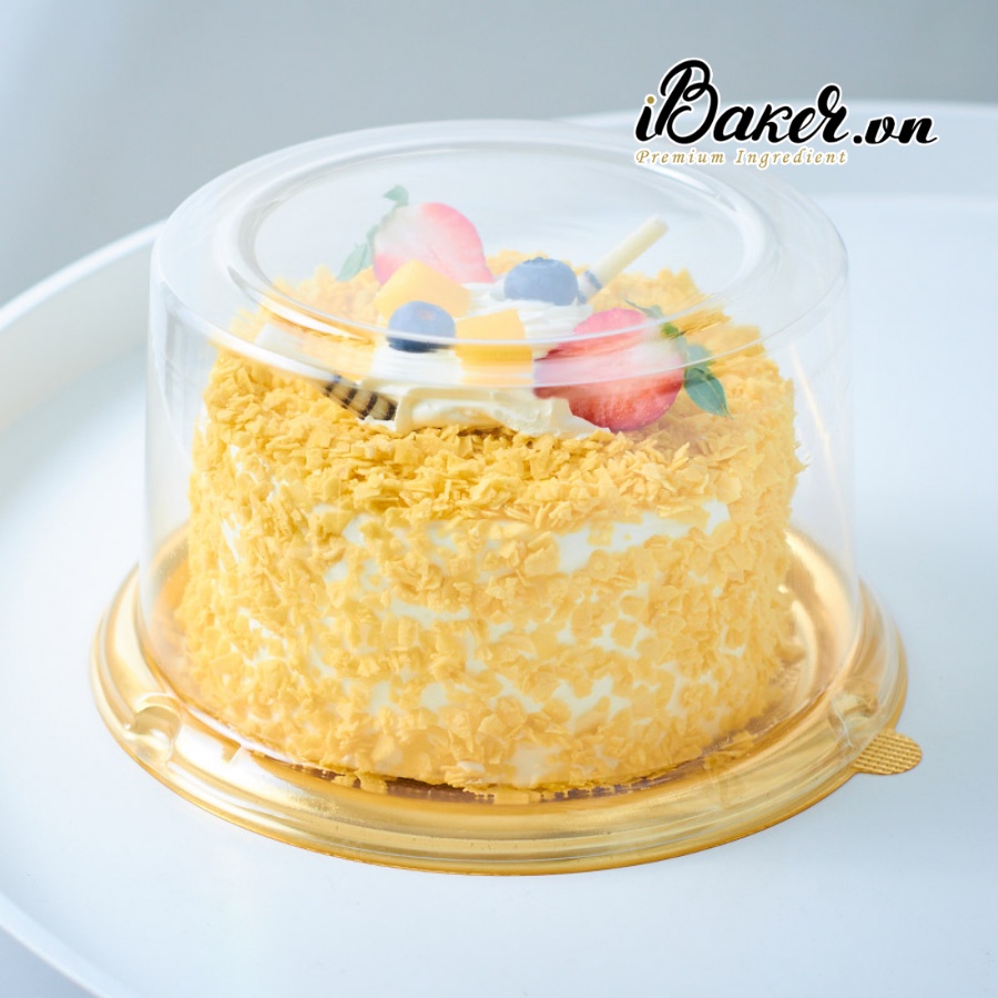 Hộp nhựa tròn đế vàng A1680G nắp cao 9cm