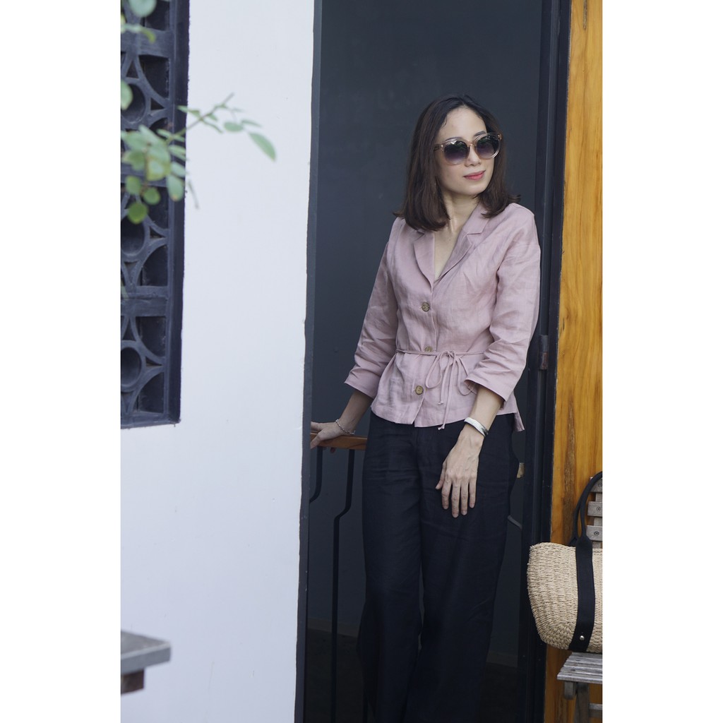 Áo linen giả vest thắt eo FANNY - MaxMessi