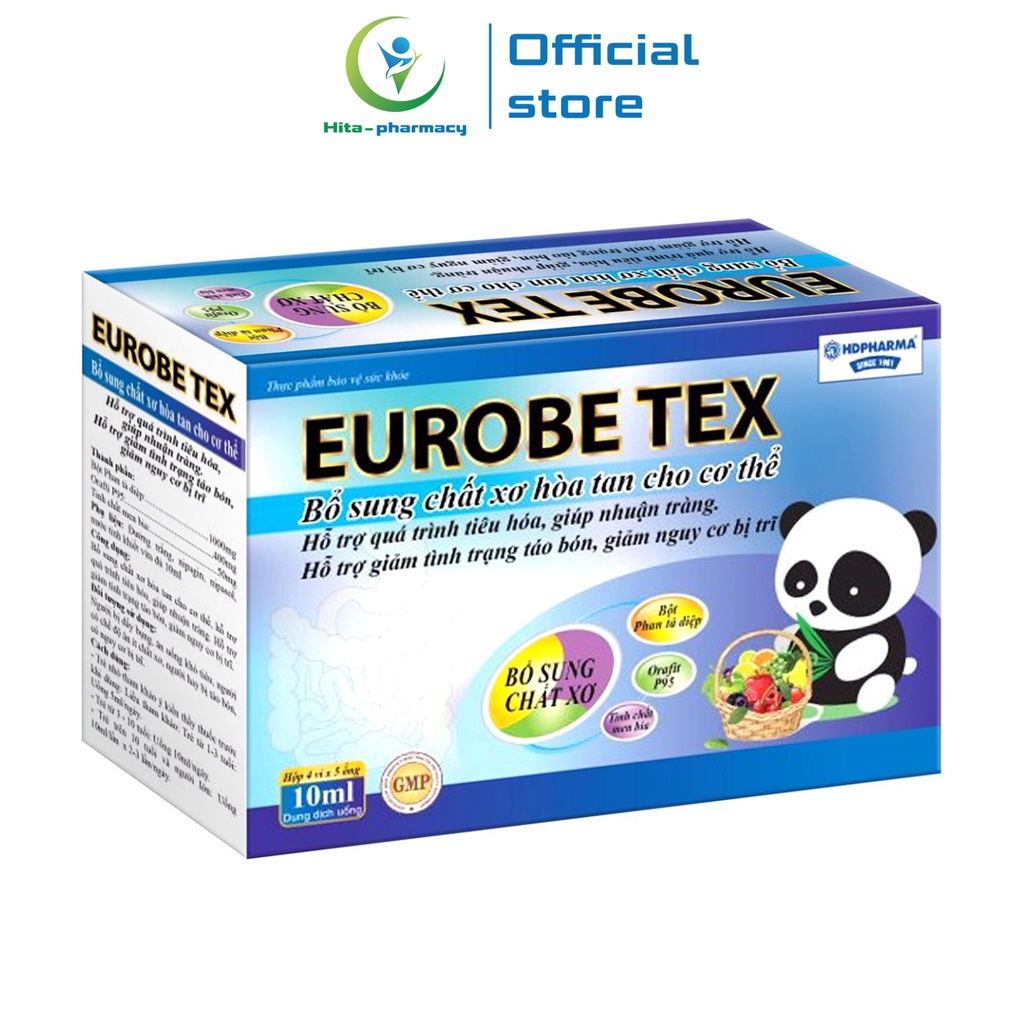 Siro EUROBE TEX HDPHARMA bổ sung chất xơ giảm táo bón, tiêu hóa tốt, nhuận tràng - 20 ống (EUROBE TEX)