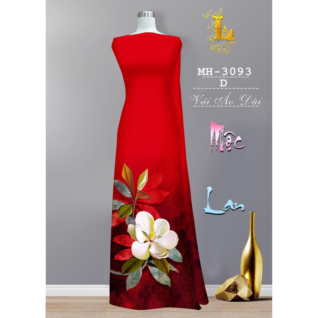 Vải may áo dài in 3D hoa mộc lan tinh tế, thanh lịch, màu sắc vải đa dạng