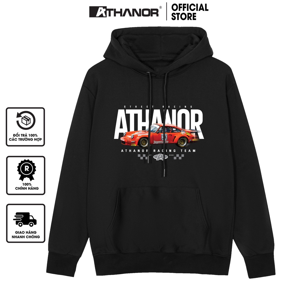 Áo Hoodie Unisex ATHANOR Chất Nỉ Chân Cua 100%cotton 350 gsm Form Basic HDT909