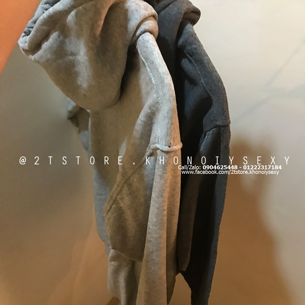 Áo hoodie unisex 2T Store H06 màu xám nhạt - Áo khoác nỉ chui đầu nón 2 lớp dày dặn chất lượng đẹp | BigBuy360 - bigbuy360.vn