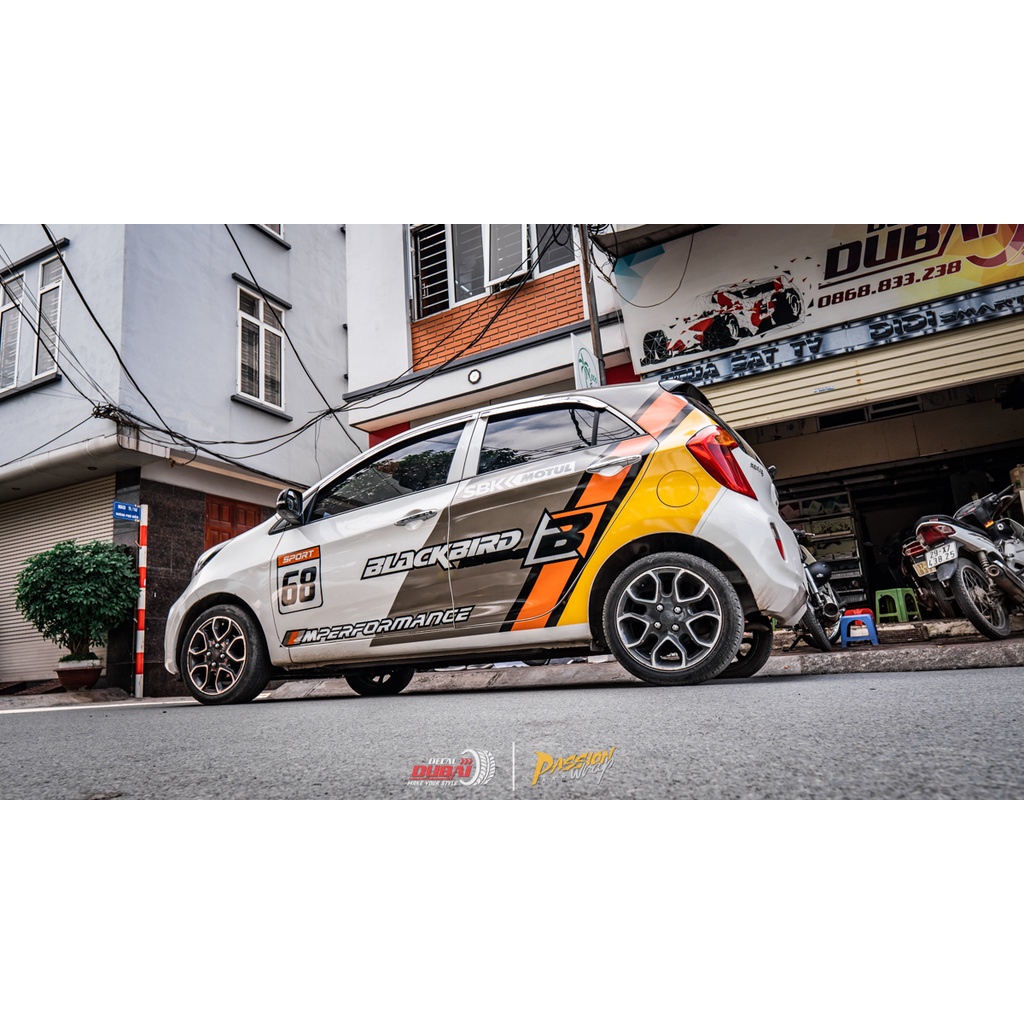 Tem thể thao dán trang trí xe Moirng