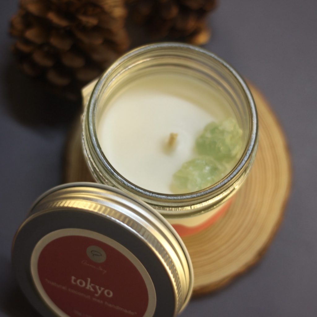 Nến Thơm Trang Trí, Cao Cấp, Tự Nhiên Aroma Story Hương Hoa Anh Đào Và Gỗ Ấm Tokyo Size 75g
