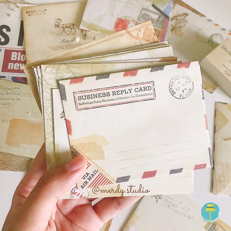 Set 12 chiếc phong bì thư vintage mini