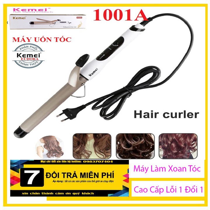 Máy làm xoăn , máy uốn tóc, máy làm tóc 4 mức chỉnh nhiệt cao cấp chính hãng kemei 1001A