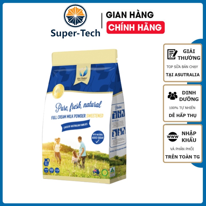 Sữa Bột Nguyên Kem Ozi Choice 1Kg Nhập Khẩu Úc - Sữa Tươi Ít Đường Dạng Túi Bột Giàu Dinh Dưỡng Cho Trẻ Em, Người Lớn