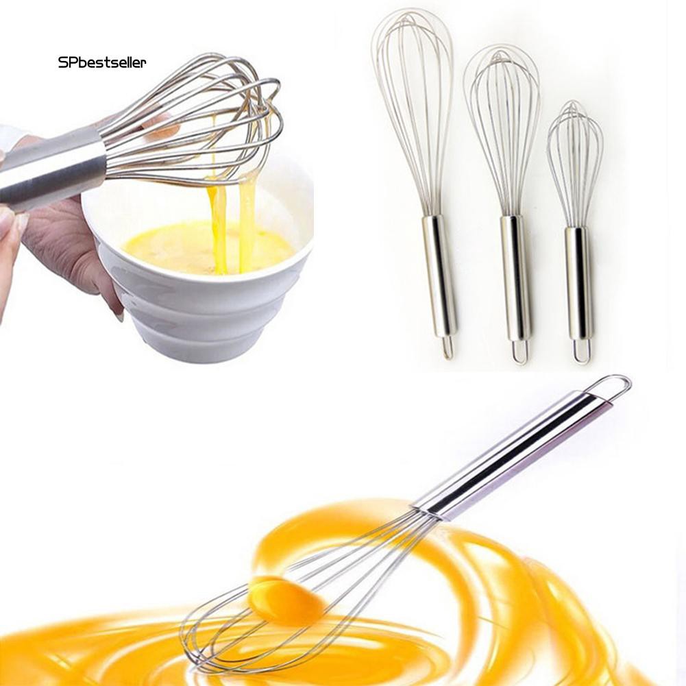 Dụng cụ đánh trứng cầm tay bằng thép không gỉ 8/10/12&quot; tiện dụng