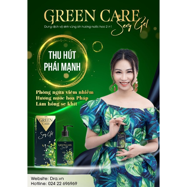 GREEN CARE -Dung dịch vệ sinh phụ nữ Giúp làm sạch nhẹ nhàng, khử mùi hôi, mềm mại và đầy quyến rũ