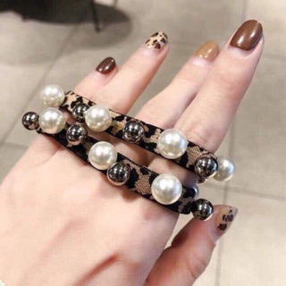 Dây buộc tóc da beo đính hạt