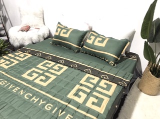 Bộ 5 món chăn hè cotton poly givenchy xanh
