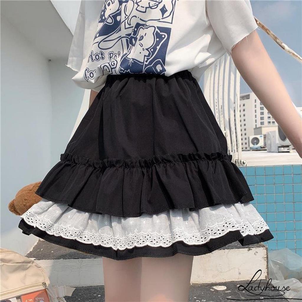 Chân Váy Chữ A Lưng Cao Phối Ren Xếp Ly Thời Trang Cho Nữ