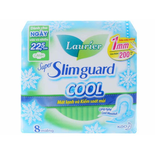 Băng vệ sinh Laurier Super Slimguard Cool siêu siêu mỏng có cánh 8 - 16 miếng - 205789