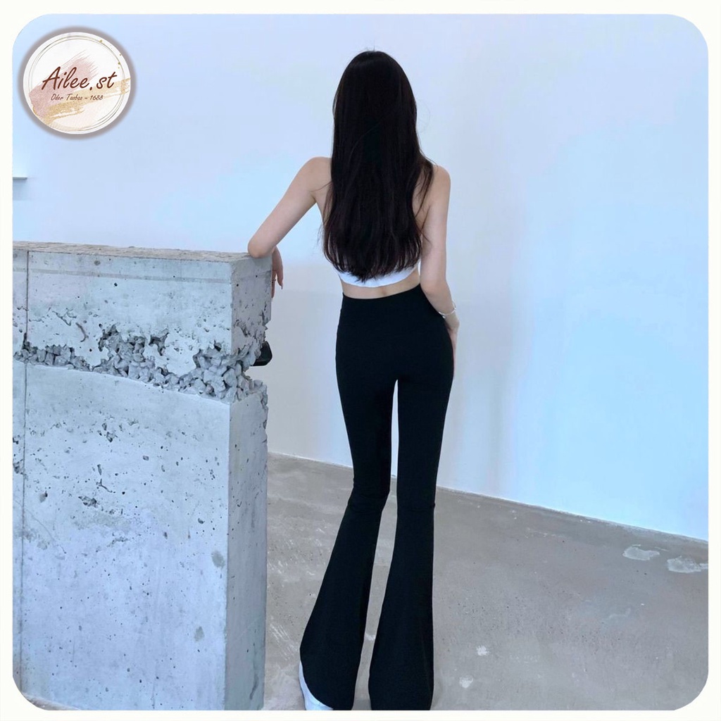 QNU 005 Quần Nữ Ống Loe Chất Cotton Quần Legging Cạp Chun Lưng Cao Tôn Dáng Nâng Mông Co Dãn 4 Chiều Hack Dáng Ailee