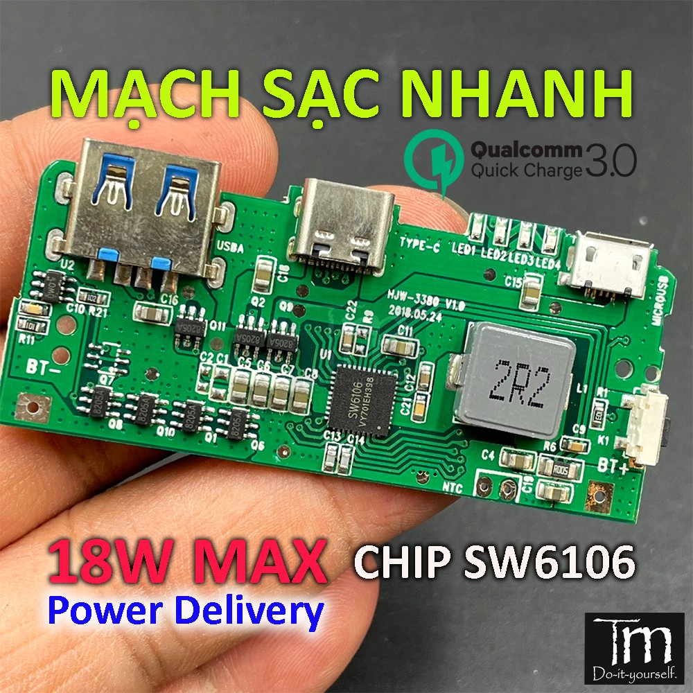 Mạch Sạc Dự Phòng Sạc Nhanh QC 3.0 - PD Chip SW6106