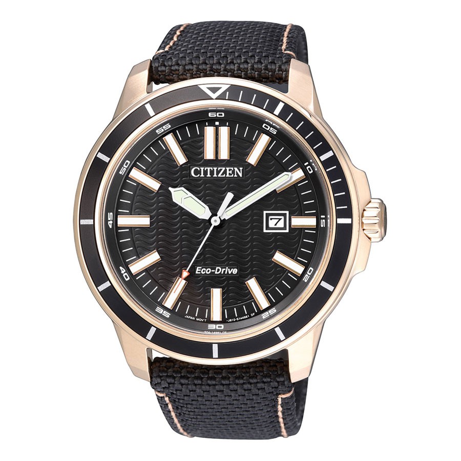 [Mã FARSBR243 giảm 15% đơn 249K] Đồng Hồ Citizen Nam Dây Vải Eco-Drive (Năng Lượng Ánh Sáng) AW1523-01E - Mặt Đen (45mm)