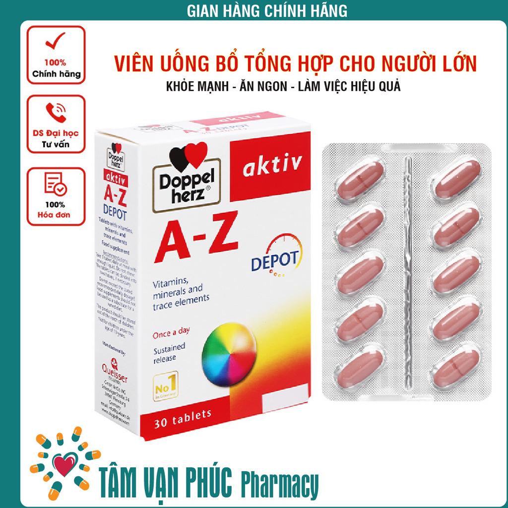 Vitamin tổng hợp Aktiv A-Z Depot - nhập khẩu từ Doppelherz Đức, đầy đủ vtm A C D Canxi Magie kẽm - 30 viên