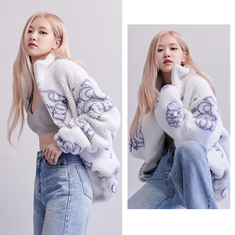 (oder) áo khoác len lông cừu cừu cashmere trắng cao cấp RÓSE